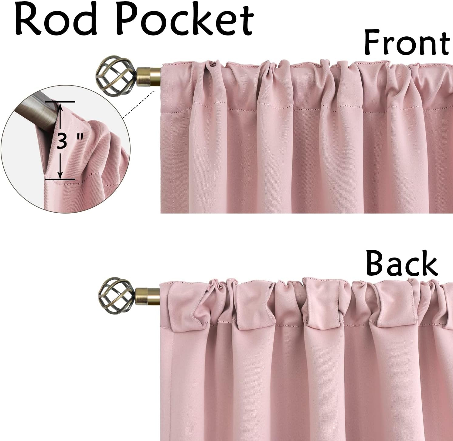 Blackout Curtains for Bedroom, 2 Window Panels, 52 X 95 Inch, Pink