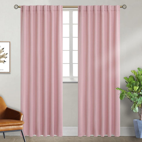 Blackout Curtains for Bedroom, 2 Window Panels, 52 X 95 Inch, Pink