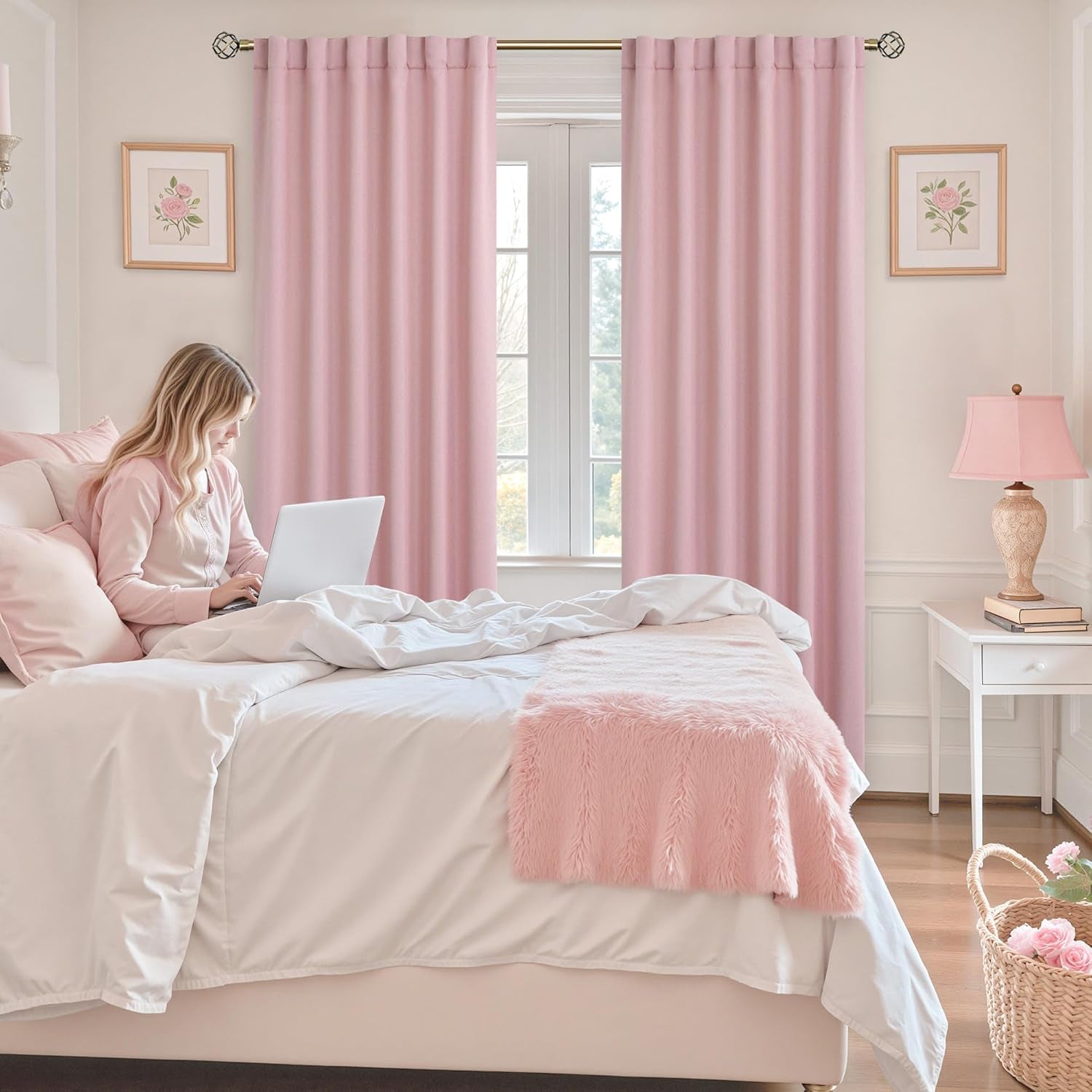 Blackout Curtains for Bedroom, 2 Window Panels, 52 X 95 Inch, Pink