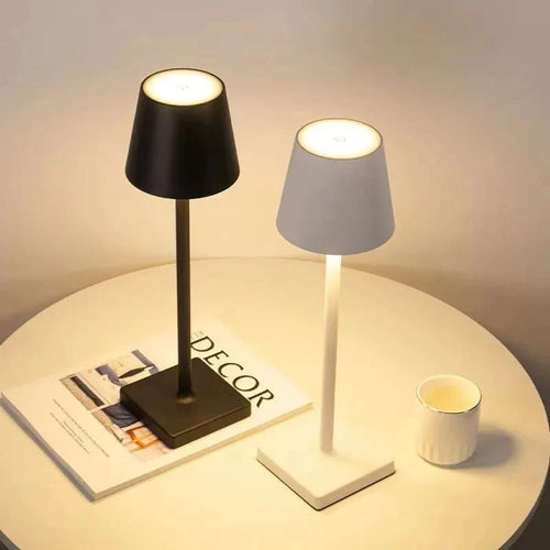 Cordless rechargeable table lamp with touch dimming